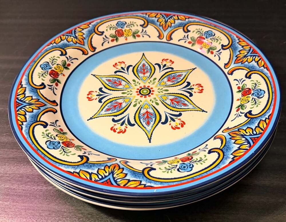 Three(3)- 11" Euro Ceramica "zanzibar" Dinner Plates